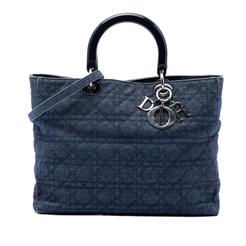 Pre-Loved Dior Large Denim Cannage Lady Dior